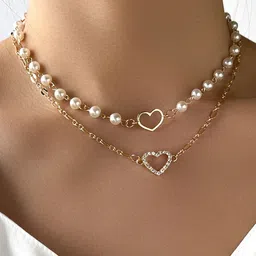 Shining Diva Fashion Gold-Toned & White Gold-Plated Layered Necklace-48