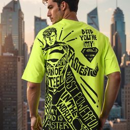 The Indian Garage Co Men Superman Typography Printed Round Neck Cotton Boxy T-shirt-image-19