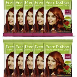Prem Dulhan Set Of 10 Henna Based Hair Colour - 10 gm Each-Natural Brown-38