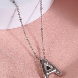 AQUASTREET Silver Plated Waterproof Anti Tarnish Balloon A Stainless Steel Pendant Chain-image-6
