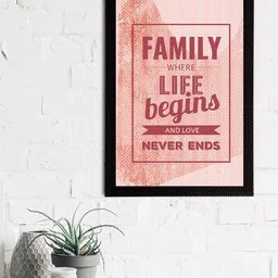 eCraftIndia Pink & Maroon Family Where Life Begins And Love Never Ends Printed Textured UV Wall Art-image-35