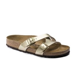 Birkenstock Women Gold-Toned Yao Birko-Flor Solid Open Toe Narrow Width Flats-image-87