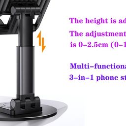 EN LIGNE Cell Phone Stand, 360°Rotation Height Adjustable Phone Holder for Desk, Thick Case Friendly Foldable Portable Metal Base Stand Compatible with All Mobile Phone 4-10" (360, White) image 5