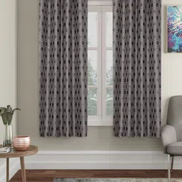 SOKNACK Black & Grey Geometric Black Out Window Curtain-image-72