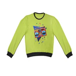 TINY HUG Unisex Kids Pack of 2 Fluorescent Green & Brown Printed Anti-Odour Sweatshirts-47