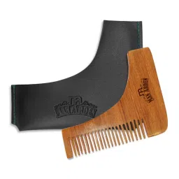 Man Arden Neem Wooden L Shaped Beard Comb With Premium Faux Leather Pouch-picture-16