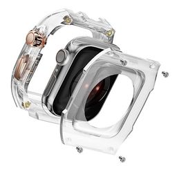 AJM New Upgrade Modification Kit Case Luxury Transparent Mod Kit Fluororubber Strap Compatible with for Apple Watch Ultra 49mm image 3