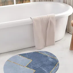 SOKNACK Blue & Grey 11D Printed Anti-skid Water Absorbent Bath Rug-38