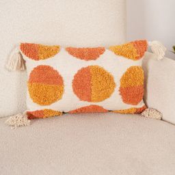 Art Avenue Beige & Mustard Yellow Self Design Cotton Rectangle Cushion Cover-15