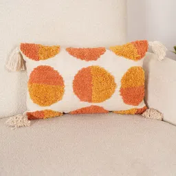 Art Avenue Orange & Mustard Self Design Cotton Rectangle Cushion CoverQC COMPLETED-image-51