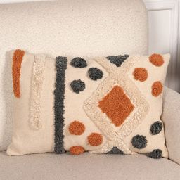 Art Avenue White & Grey Embroidered Rectangle Cotton Cushion Cover-image-19