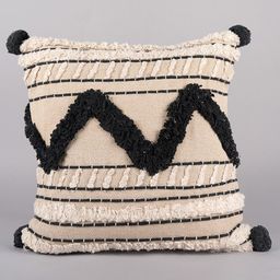 Art Avenue Beige & Black Embroidered Cotton Square Cushion Cover-image-100