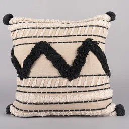 Art Avenue Mudderly Beige & Black Self Design Cotton Square Cushion Cover-picture-11