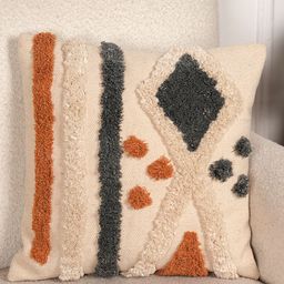 Art Avenue Beige & Grey Self Design Cotton Square Cushion Cover-image-86