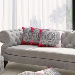 TAG 7 Red & Black Set of 5 Ethnic Motifs Square Cushion Covers-13