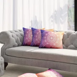TAG 7 Blue & Orange Set of 5 Ethnic Motifs Square Cushion Covers-31