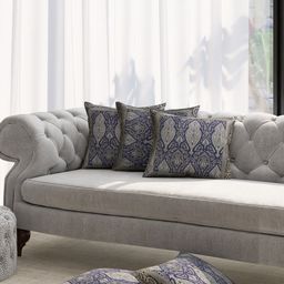Niamh by Tag 7 Blue & Grey Set of 5 Ethnic Motifs Square Cushion Covers-40