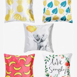 Niamh by Tag 7 Multicoloured & Blue Set of 5 Printed Square Cushion Covers image 5