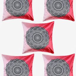 TAG 7 Red & Black Set of 5 Ethnic Motifs Square Cushion Covers image 3