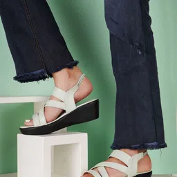 The Roadster Lifestyle Co. Sea Green Open Toe Wedges With Backstrap-46
