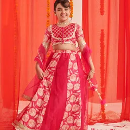 pspeaches Girls Printed Ready to Wear Lehenga & Blouse With Dupatta-picture-12