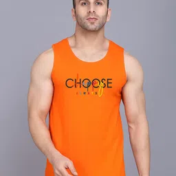SLOWLORIS Printed Combed Cotton Bio-Wash Gym Vest SL26 CHS ORANGE-image-61