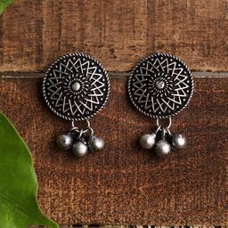 VENI Silver-Toned Contemporary Drop Earrings-36
