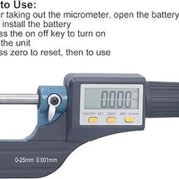 Real Instruments Digital Outside Micrometer Screw Gauge 0-25mm With Lcd Display & Carry Case Ideal For Accurate Measuring Dimensions In Inches & MM (0.001mm) Resolution,+/-0.0001" Accuracy image 3