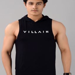 VILLAIN Typography Printed Hooded Gym Vest-image-26