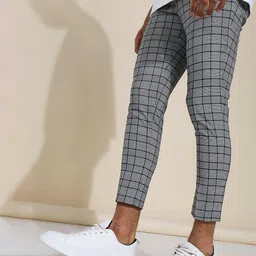boohooMAN Checked Super Skinny Fit Cropped Trousers-image-2