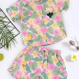 Babys Day Girls Printed Pure Cotton Shirt With Shorts-picture-1