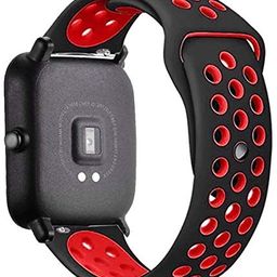 22mm Band, Strap for Noise ColorFit Ultra, ColorFit Pro 3, NoiseFit Endure, ColorFit NAV, NoiseFit Evolve, NoiseFit Active, Soft Silicon with Air Hole Straps (Black with Red) image 1