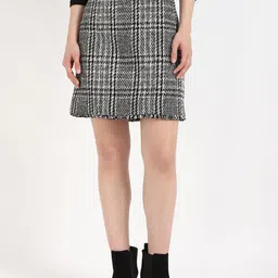 Calvin Klein Jeans Women Checked A-Line Above Knee Skirt-picture-1