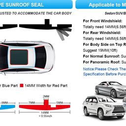 Stick&Seal T Shape Car Weather Stripping for Sunroof and Front/Rear Windshield Combo Set 19mm and 14mm, (2 Rolls,3 Meters Each) image 4