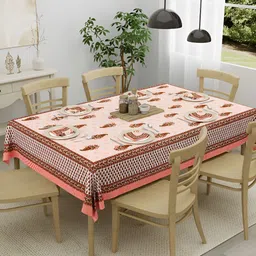 Salona Bichona Pink & Red 7 Pieces Ethnic Motifs Printed Pure Cotton Table Linen Sets-30