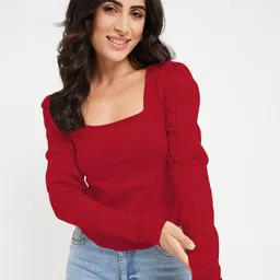 BRINNS Square Neck Puff Sleeves Top-image-45