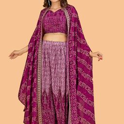 CHANSI Ethnic Motifs Printed Gotta Patti Top with Palazzos & shrug-35