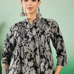 Sangria Floral Printed Cotton Top-54