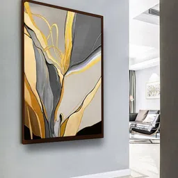 The Art House Grey & Yellow Abstract Canvas Painting Wall Art-15