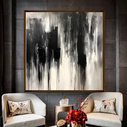 The Art House Black & Beige Abstract Canvas Painting Wall Art-image-64