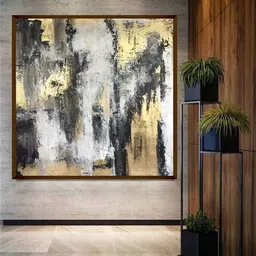 The Art House Gold Toned & Grey Abstract Wooden Painting Wall Art-50