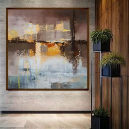 The Art House Brown & Grey Abstract Canvas Painting Wall Art-8