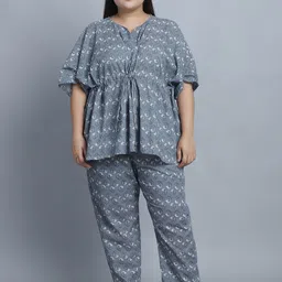 TAG 7 Plus Size Floral Printed Pure Cotton Kaftan & Pyjama-picture-19