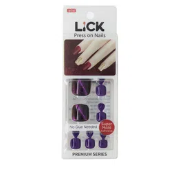 LICK Set Of 12 Blue Artificial Reusable Extension Toe Nails With Application Kit-12