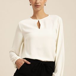 her by invictus Off White Keyhole Neck Top-image-79