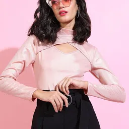 Tokyo Talkies Solid High Neck Top-image-99