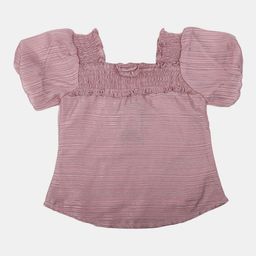 V-Mart Girls Striped Puff Sleeves Smocked Chiffon Top-image-22