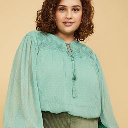 max Plus Size Tie-Up Neck Top-55