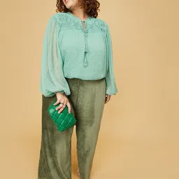 max Plus Size Tie-Up Neck Top image 4