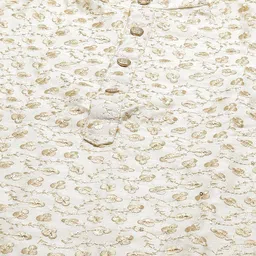 SOJANYA Men Beige Floral Embroidered Sequinned Kurta with Pyjamas & Nehru Jacket image 3